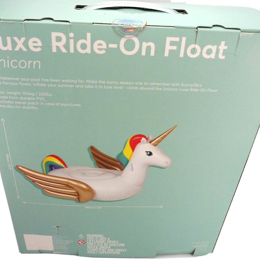Sunnylife Oversized Unicorn Luxe Ride On Float NIB - Over 5 Feet Long